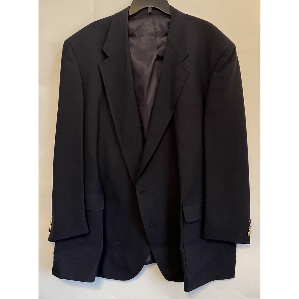 Palm Beach Blazer Mens Size 50 Navy Blue Gold Button Big & Tall Jacket Classic
